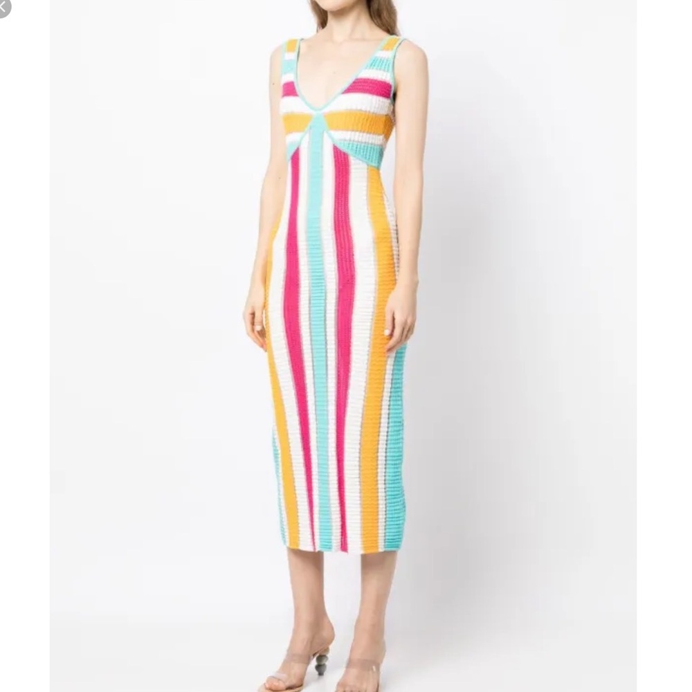 Solid And Striped Aubrey Textured Stripe Midi Dress Size S Women Preppy Stretch